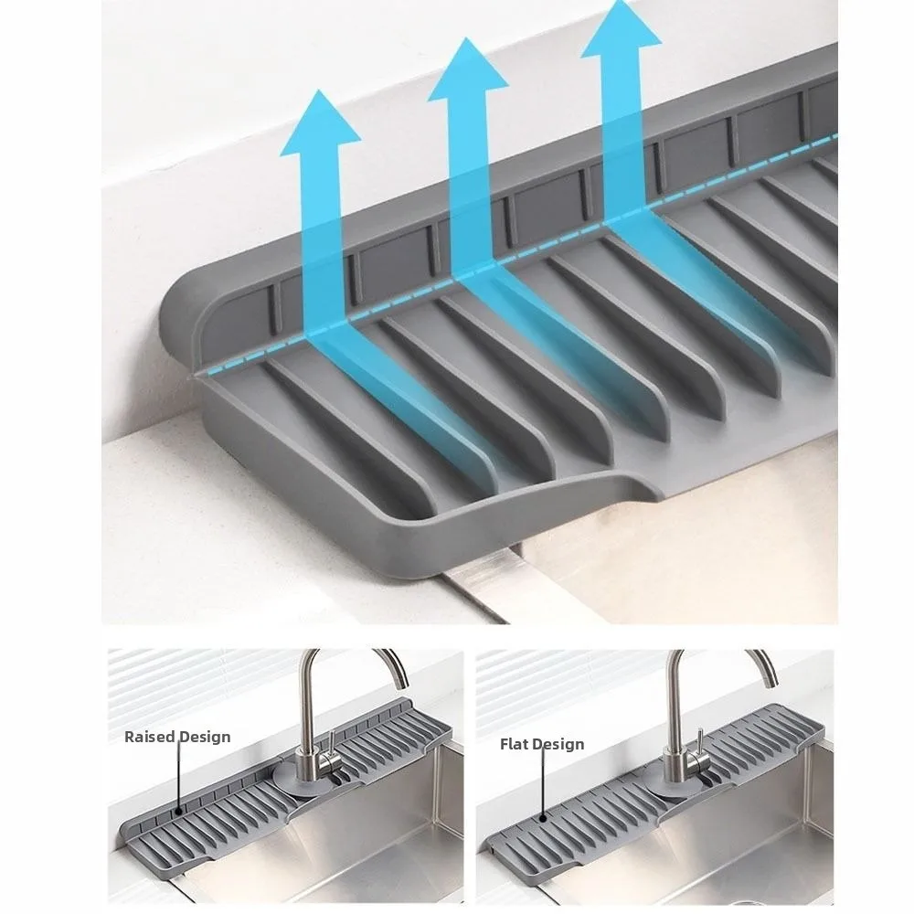 Soft Kitchen Sink Draining Pad Splash-Proof Easy Clean Faucet Protectors Reusable Slope Diversion Silicone Splash Guards