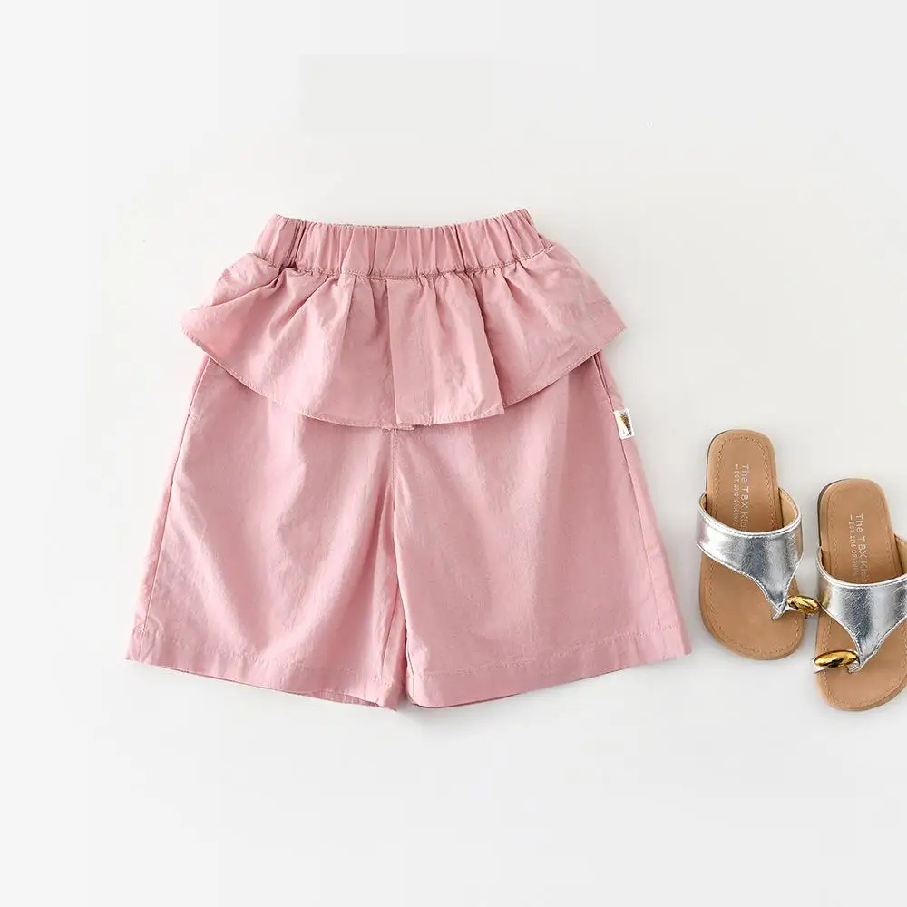 

2026 Summer New Baby Girl Pink Shorts Thin Cotton Toddler Loose Casual Pants Cute Girls Lace Shorts Children Clothes