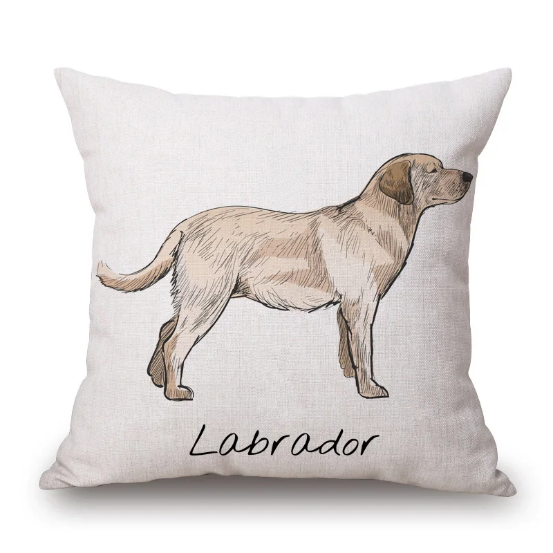 Hand Painting Pets Dogs Cushion Cover Labrador Greyhound ShibaInu Golden Retriever Bernese Mountain Dog Print Pillow Case