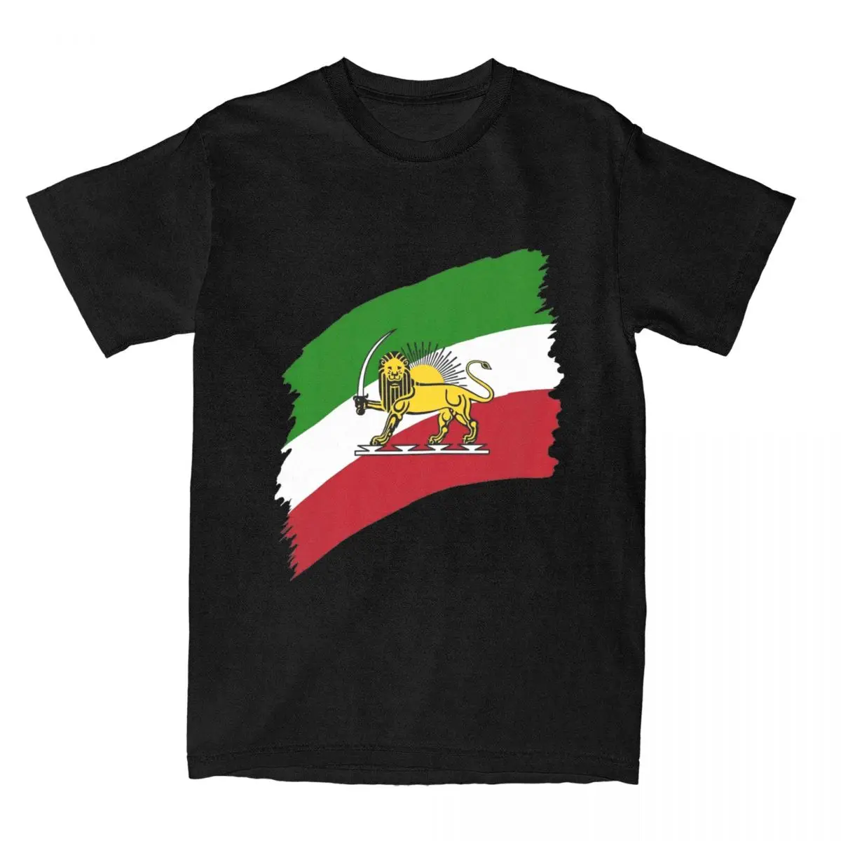 Iran Flag With Lion T-Shirt Mens Iranian Vintage Cotton T-Shirts Summer O Neck Harajuku Tee Shirt Custom Logo Oversized Tops