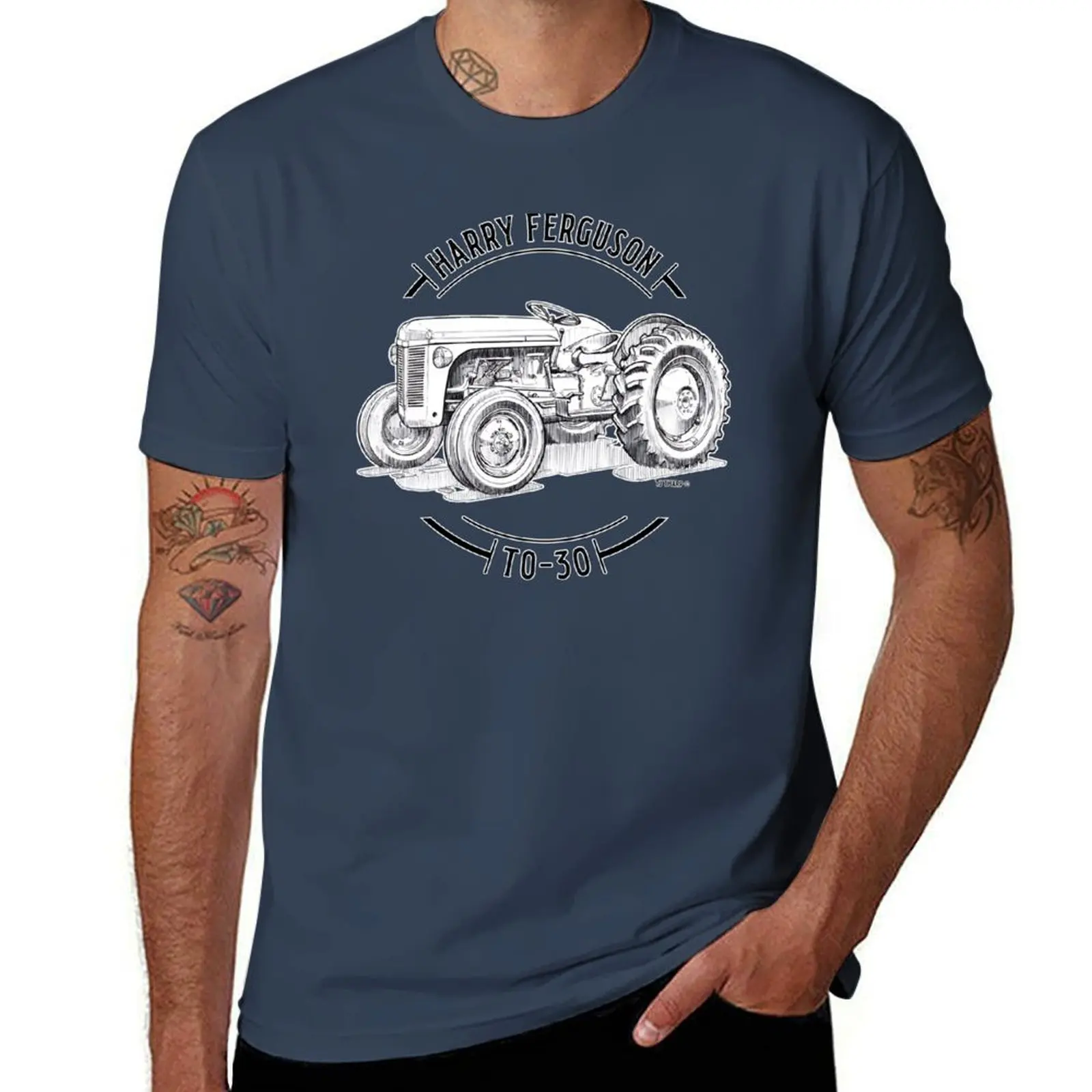 

1951 Harry Ferguson TO-30 Tractor Vintage Logo with Sketch T-Shirt t shirts for man cotton mens graphic t shirts T-Shirt