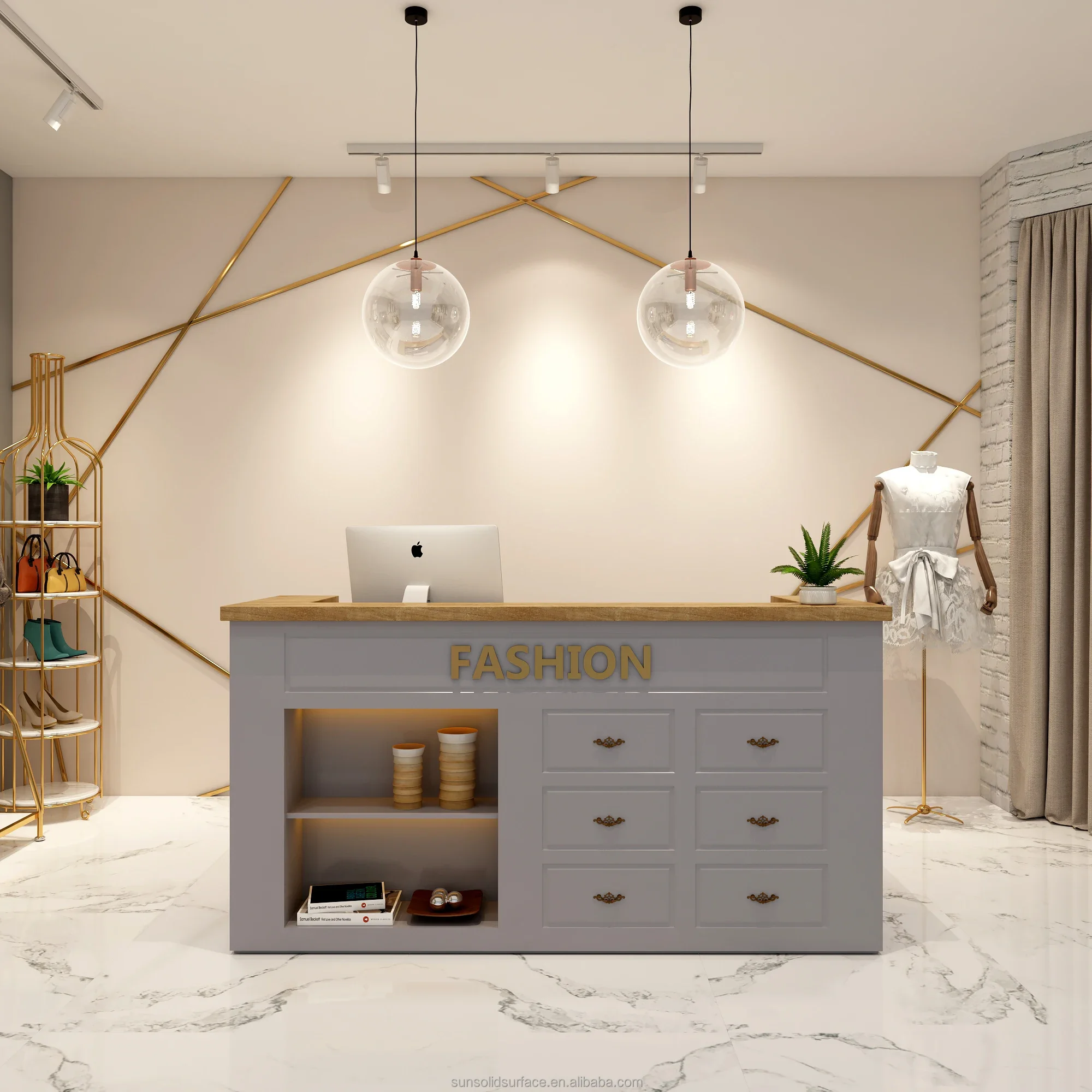 Small Front Table 2 Person Counter Modern Simple Clothing Store Cashier Nail Beauty Reception Desk Table With Lots Of Storage