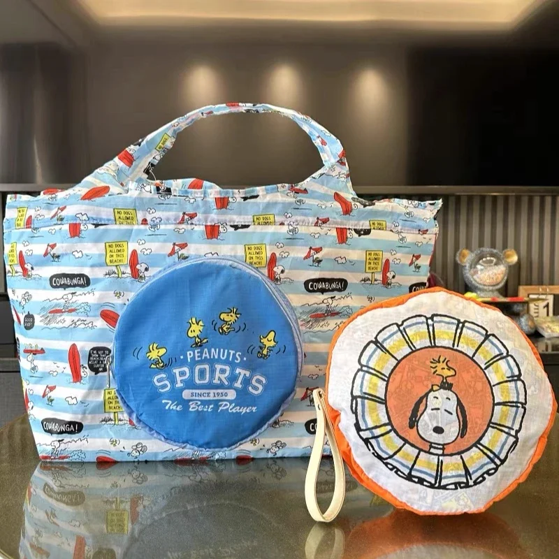 

Snoopy Shopping Bag Anime Large Capacity Folding Handbag Drawstring Storage Shoulder Bag Lady Eco-friendly Reusable Picnic Tote