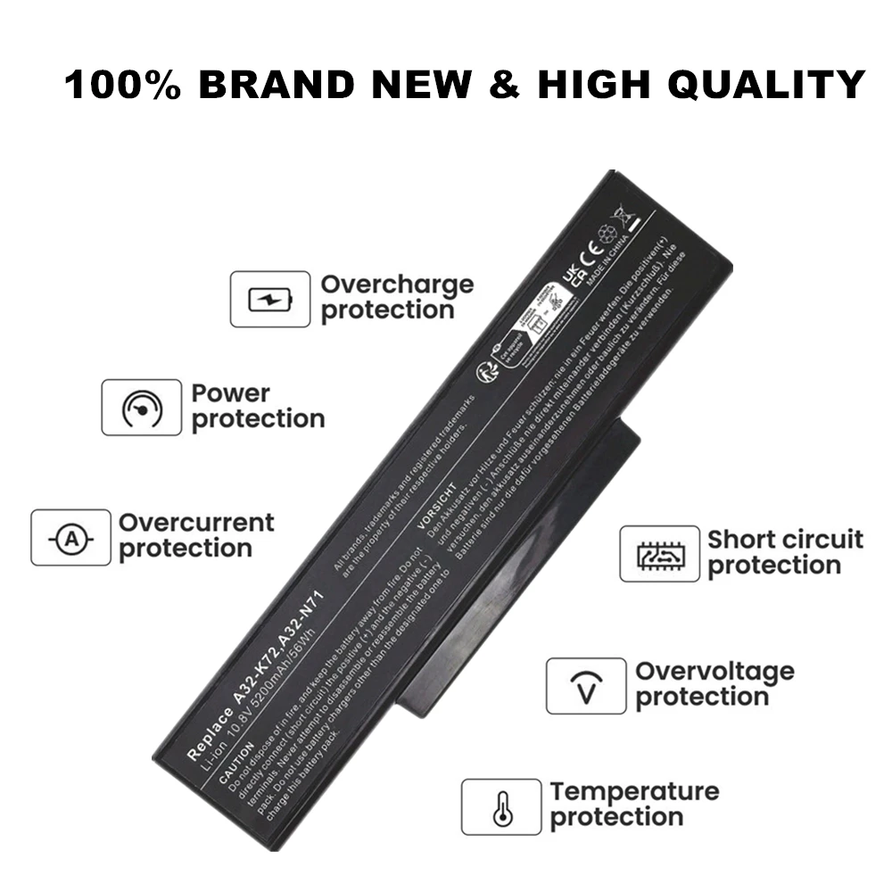 Laptop Battery For ASUS  K72JC K72JE K72JF K72JH K72JK K72JL K72JM   K72JO K72JQ K72JR K72JT K72JU K72JV K72JW K72K