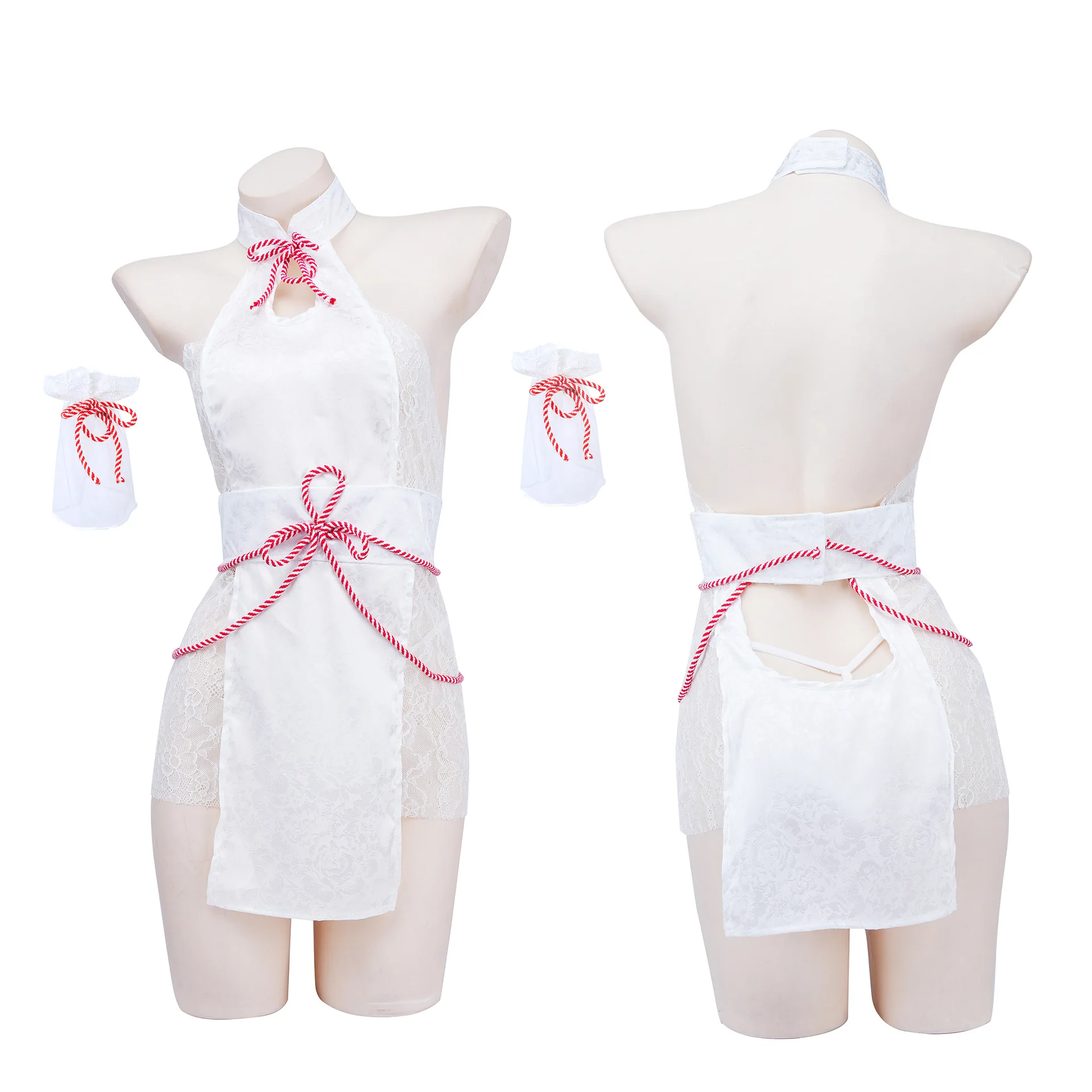 Robe en dentelle évidée pour Halloween, petite torche pour fille, robe dos nu, Cheongsam Lolita, Qipao uniforme, lingerie endormie, Cosplay