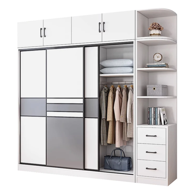 Closet home bedroom modern minimalist sliding door closet simple small house rental room with a combination of storage cabinets