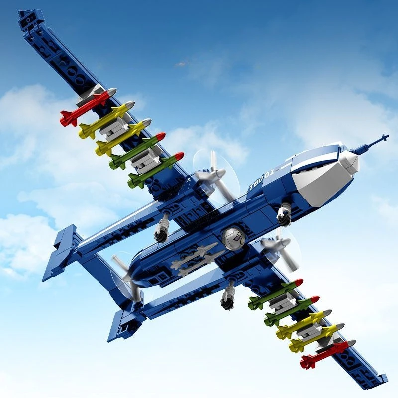 SEMBO BLOCK H-20 Strategic Fighter Jet Building Blocks Double Tailed Scorpion Drone Model Toy Gift for Boys