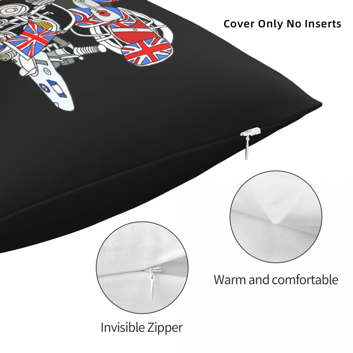 Cozy Scooter Mod Union Jack The Jam Paul Weller Quadrophenia Trojan Records Throw Pillow Cover Pillowcase Thickened