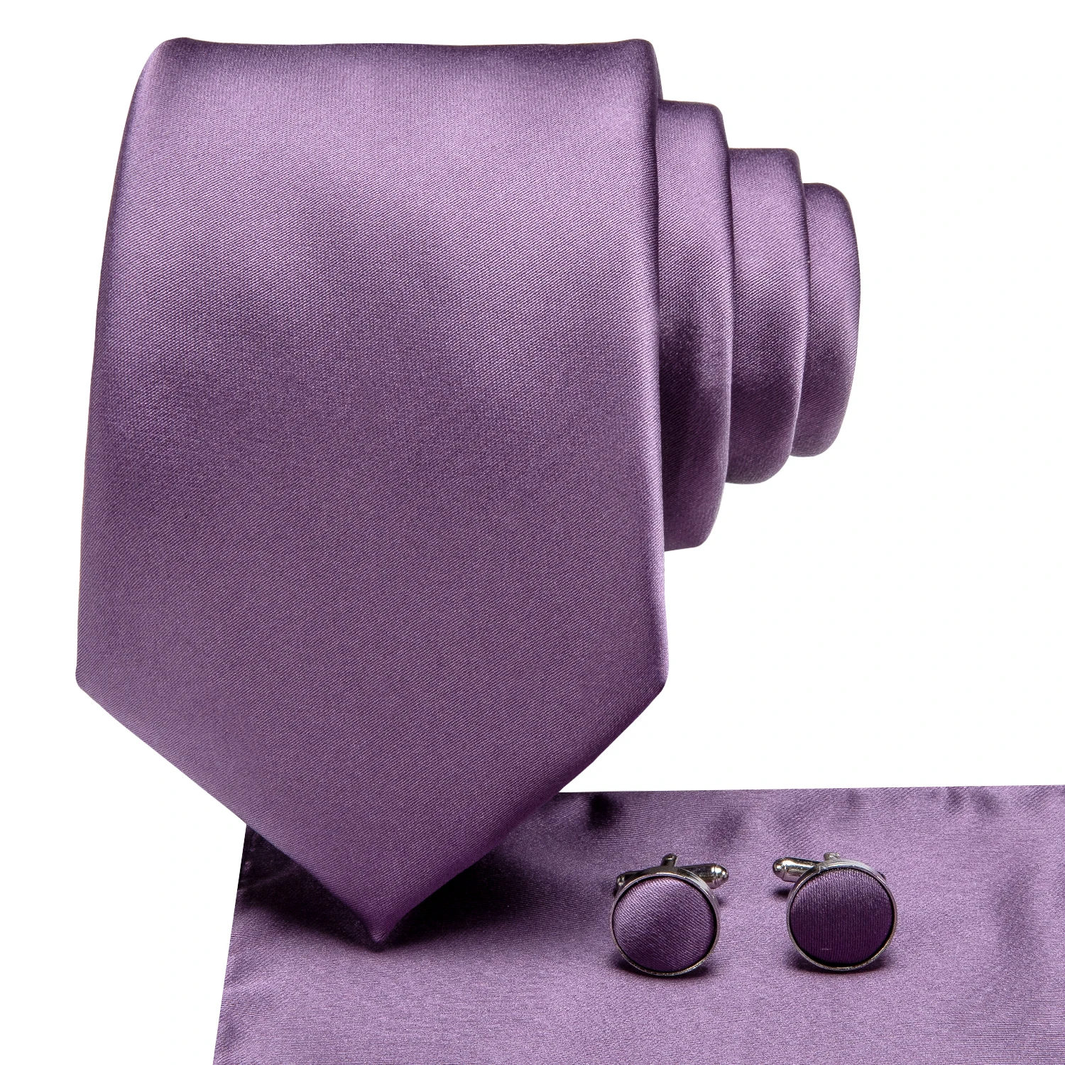 Purple Satin Men's Tie Handkerchief Cufflinks Set Necktie for Men Male Wedding Business Ties Formal Dad Husband Gift