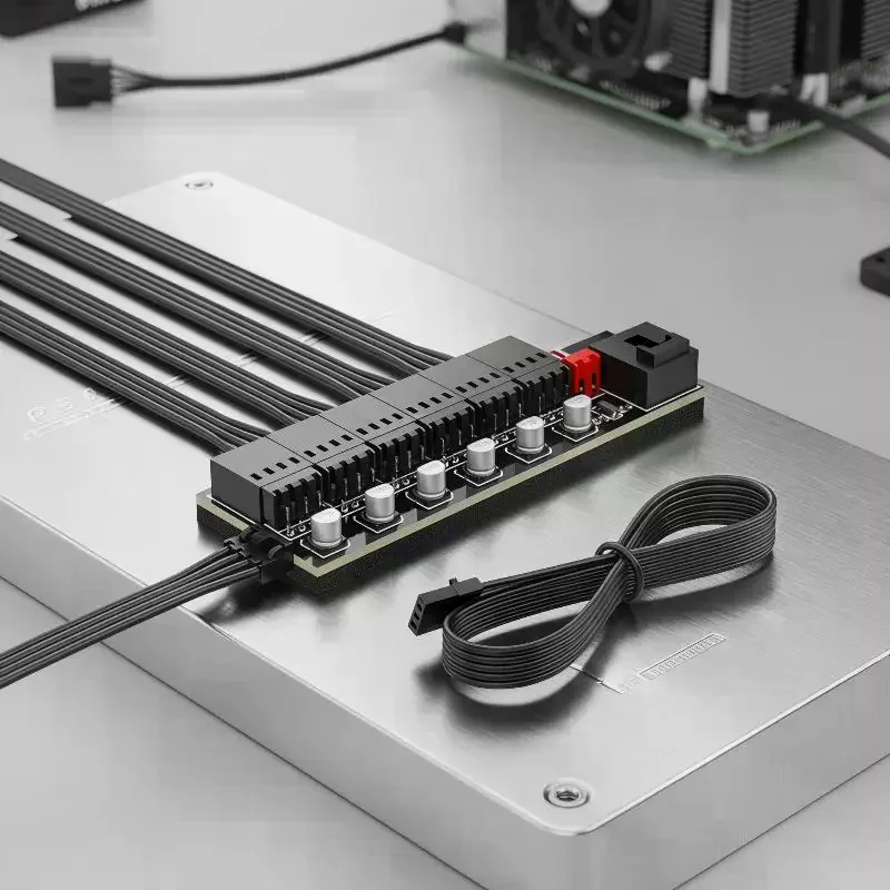 4 Pin PWM Fan Hub Splitter 1 To 5 Way Splitter With 40cm Cable Hub Molex Power Supply For Desktop PC Case Cooling Fans