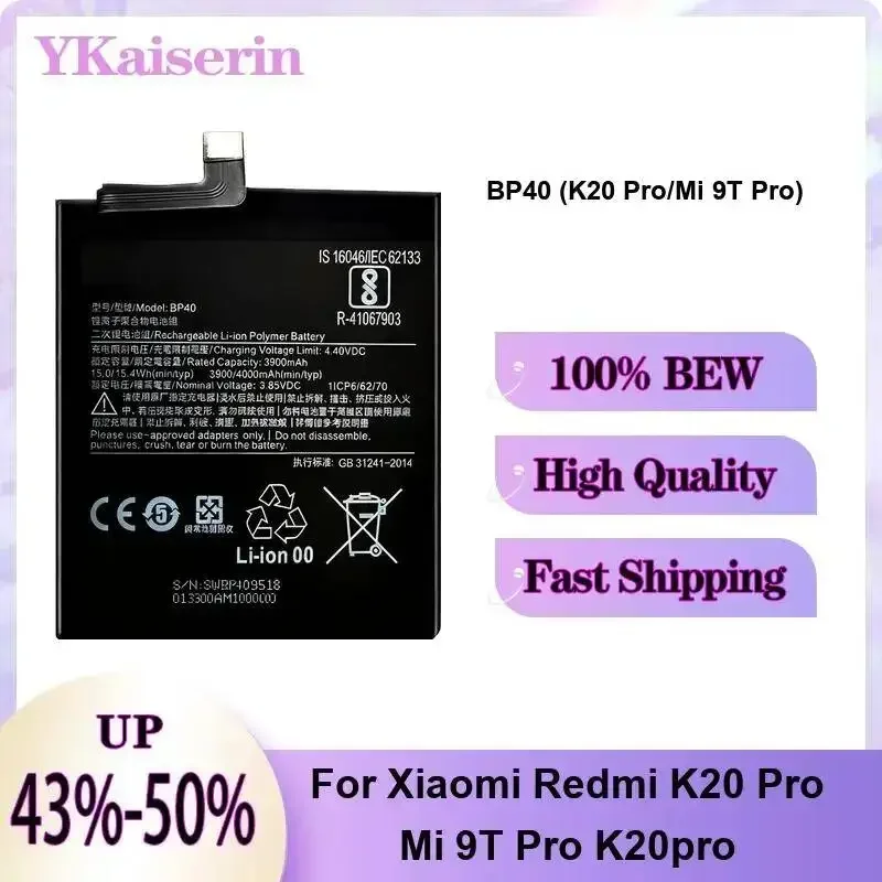 For Xiaomi Redmi K20 Pro MI 9T Pro K20pro BP40 Pro MI Long Lasting 4000mAh Mobile Phone Battery