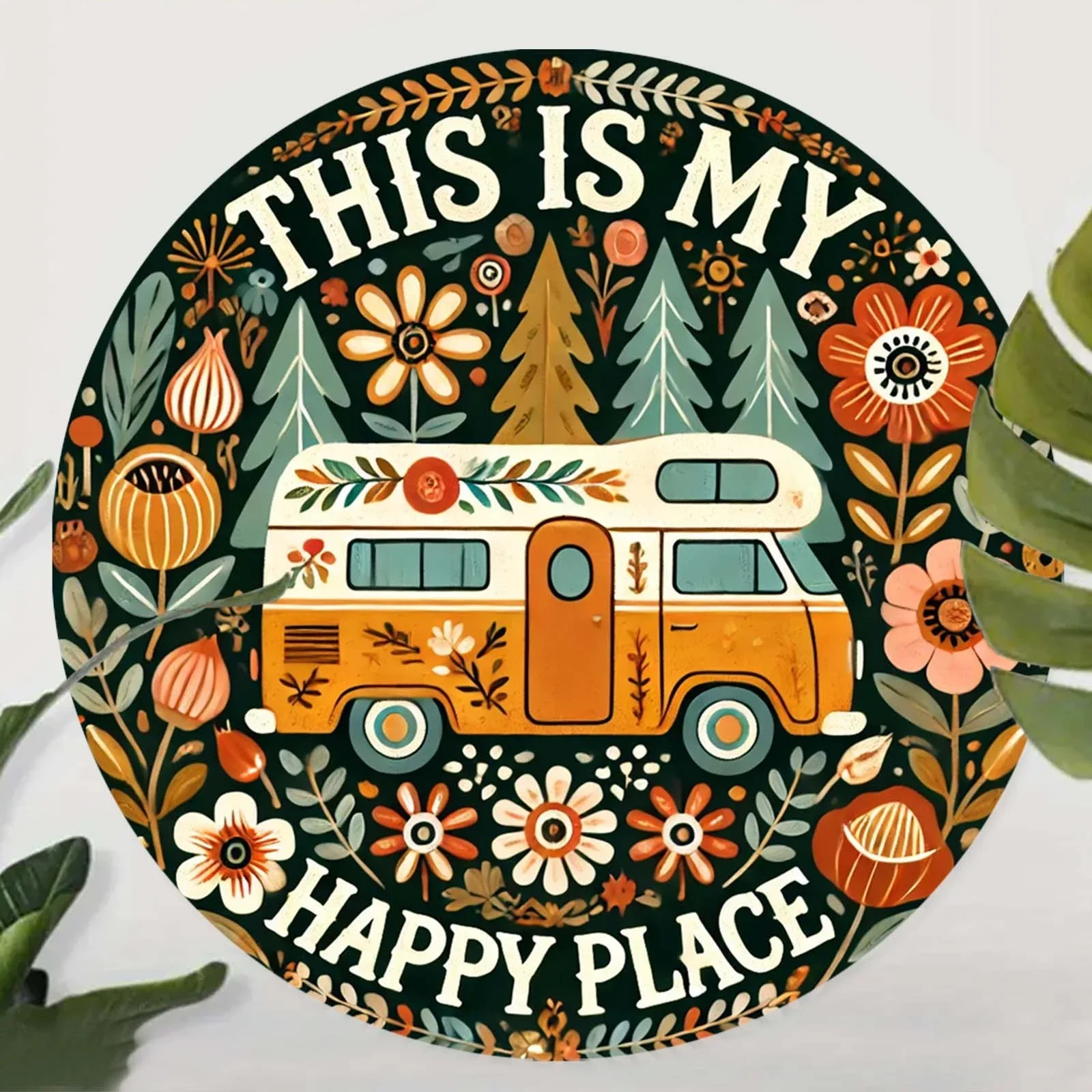 1pc 2D Flat Print Metal  Sign1pcs Vintage Round Sign 