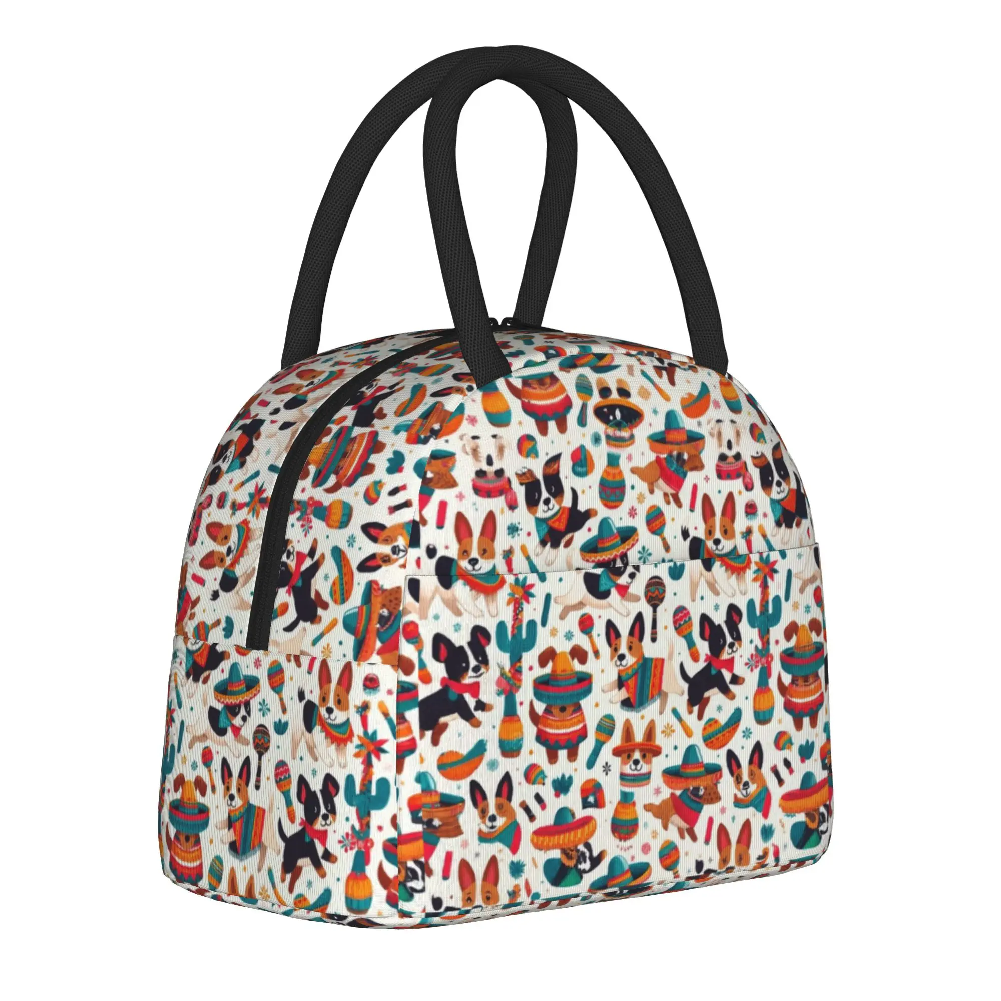 Cinco De Mayo Mexican Fiesta Llama Dogs Insulated Lunch Bags Meal Container Thermal Bag Tote Lunch Box Beach  Food Handbags