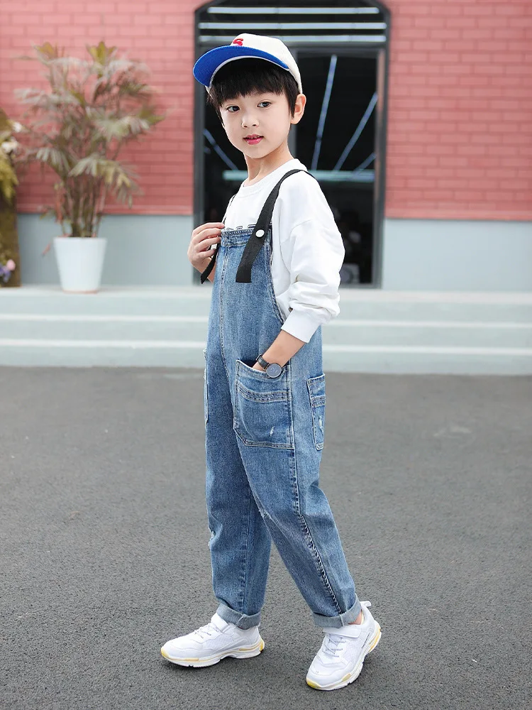 

Джинсовый комбинезон для мальчиков, повседневный, весенне-летний, подростковая одежда, джинсовые полукомбинезоны, детские брюки на подтяжках