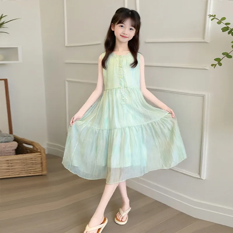 

Girls' Summer Dress2026New style vest dress for girls, summer princess dress, children's summer chiffon dress, trendy