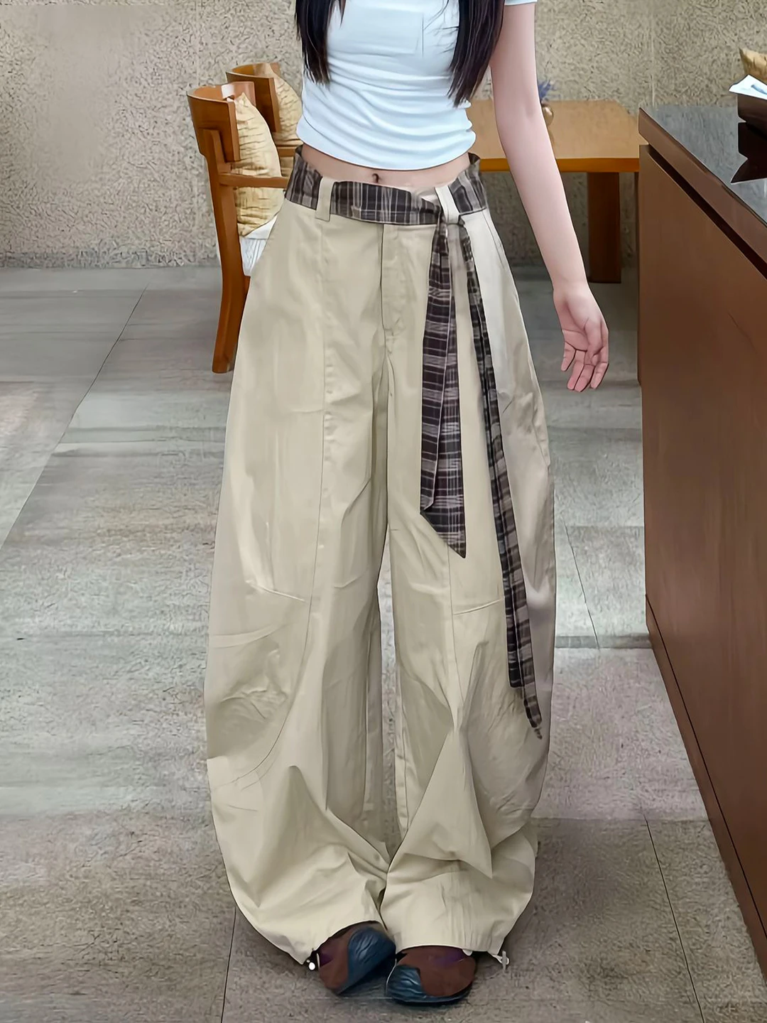 

Брюки цвета хаки в американском стиле ретро, свободные тонкие широкие брюки прямого кроя для мужчин, сезонная одежда на весну, лето и осень