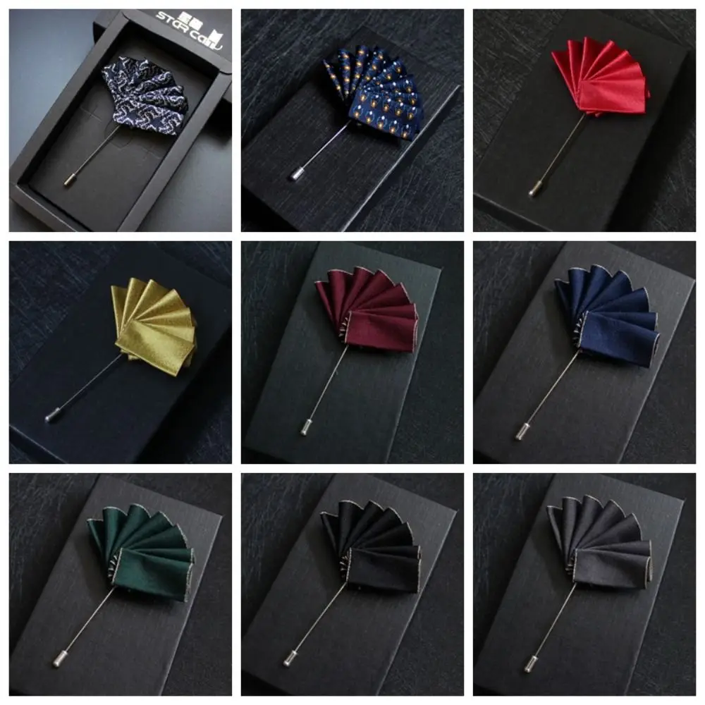 New Nylon Men's Suit Pins Pocket Towel Shirt Flower Brooch Bridegroom Dress Corsage Brooches Wedding Jelwery Accessories