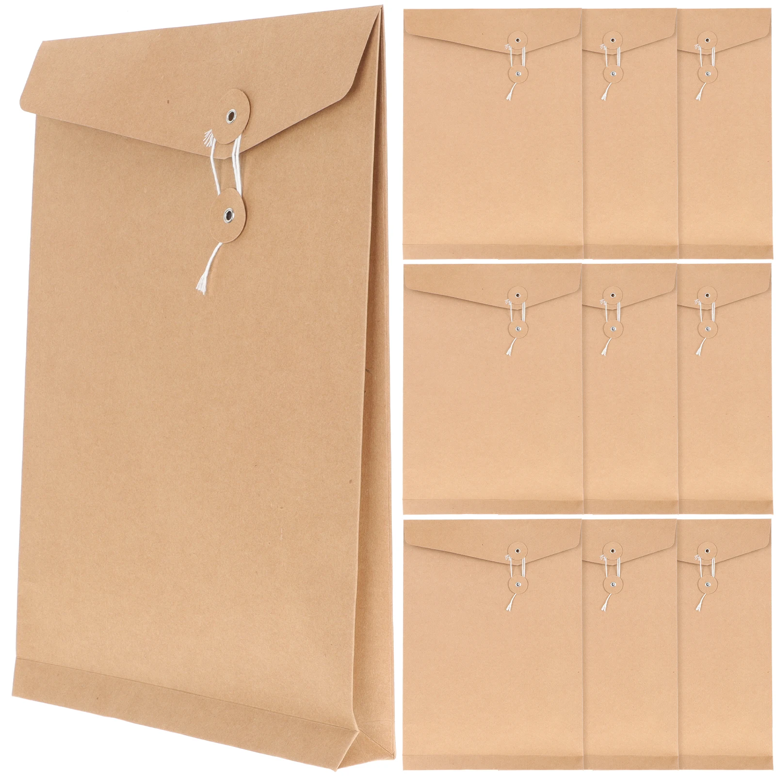 

10Pcs Kraft Paper Bag A4 Size String Tie Envelope File Folder Document ganizer Printing Products Paper Envelopes Kraft Envelope