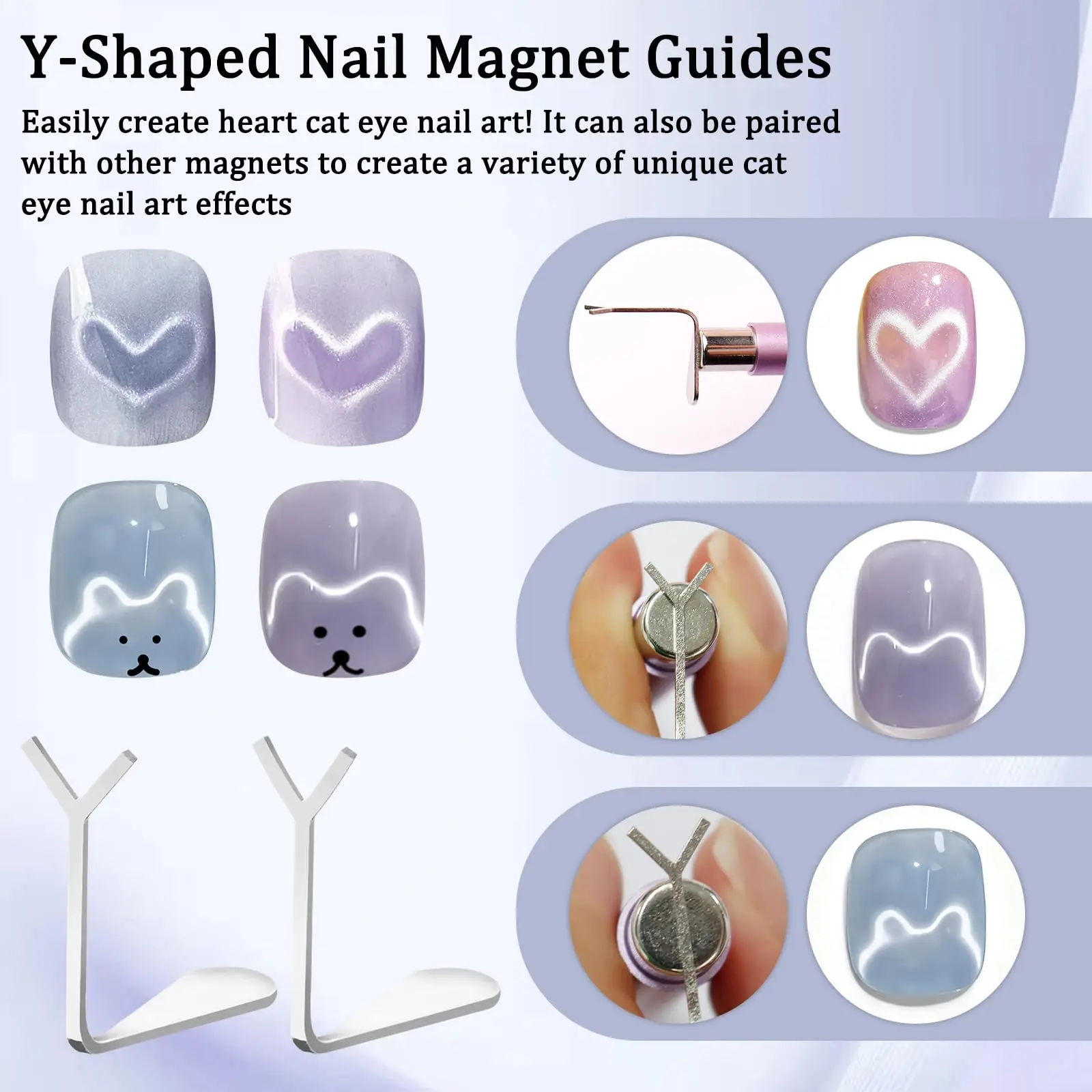 4 stücke Doppel-Kopf Nägel Cat Eye Starke Magnet Kit Kaninchen Blume Nail art Magnetische Stift für Gel polnischen Maniküre DIY Salon Werkzeuge