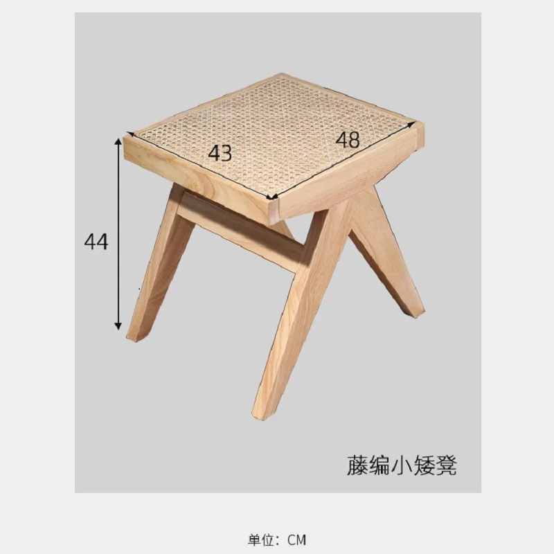 JOYLIVE Rattan Weaving Solid Wood Changing Shoes Stool Dining Livingroom Stool Northern Europe Style Household New Design