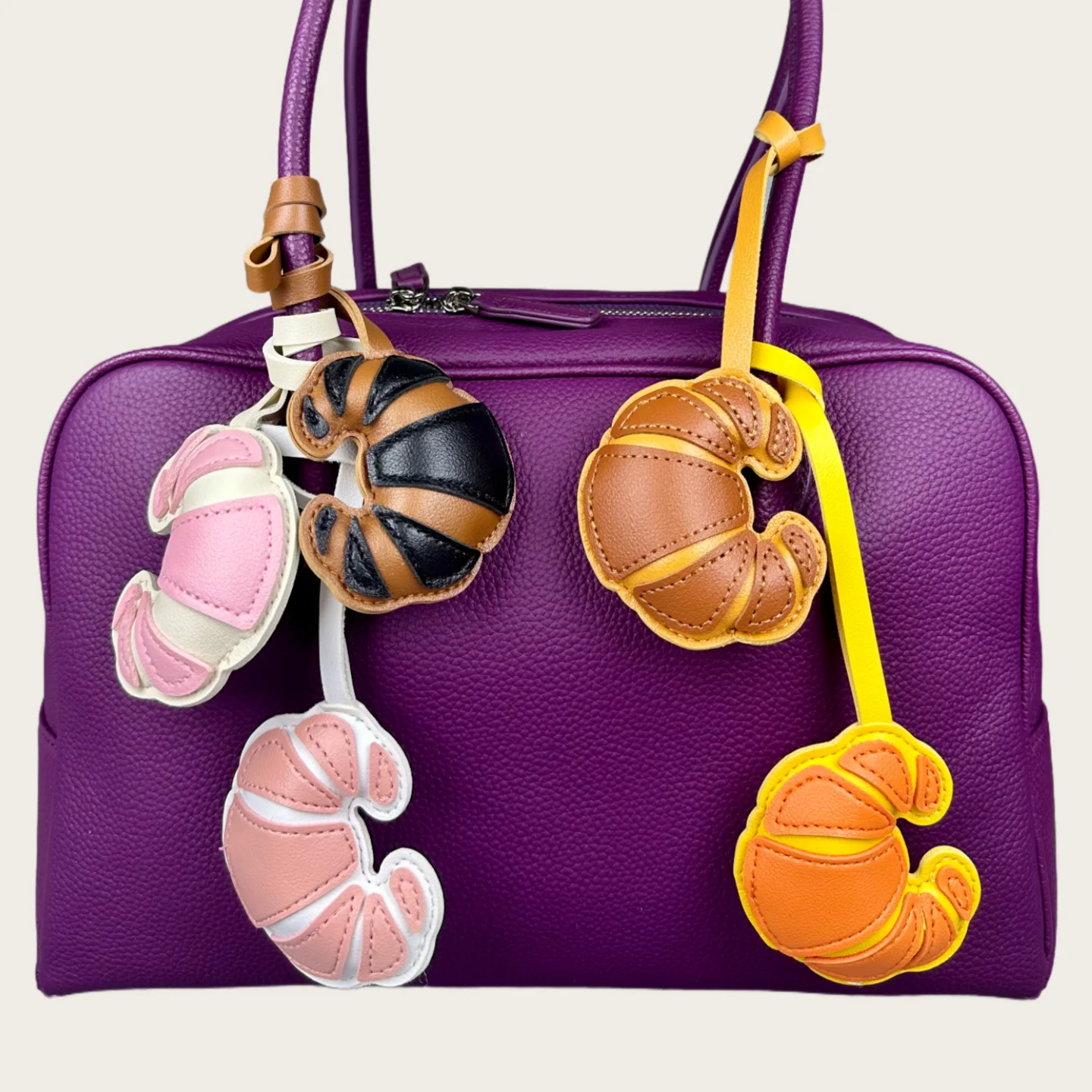 سحر حقيبة كرواسون من جلد البولي يوريثان - ملحق قلادة محفظة صلبة/كتلة الألوان #3