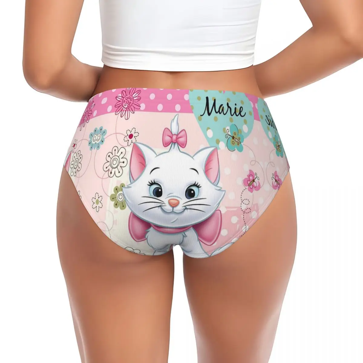 Custom Womens Mary Cat Pink Printed Panties Underwear Female Comfort Briefs Underpants