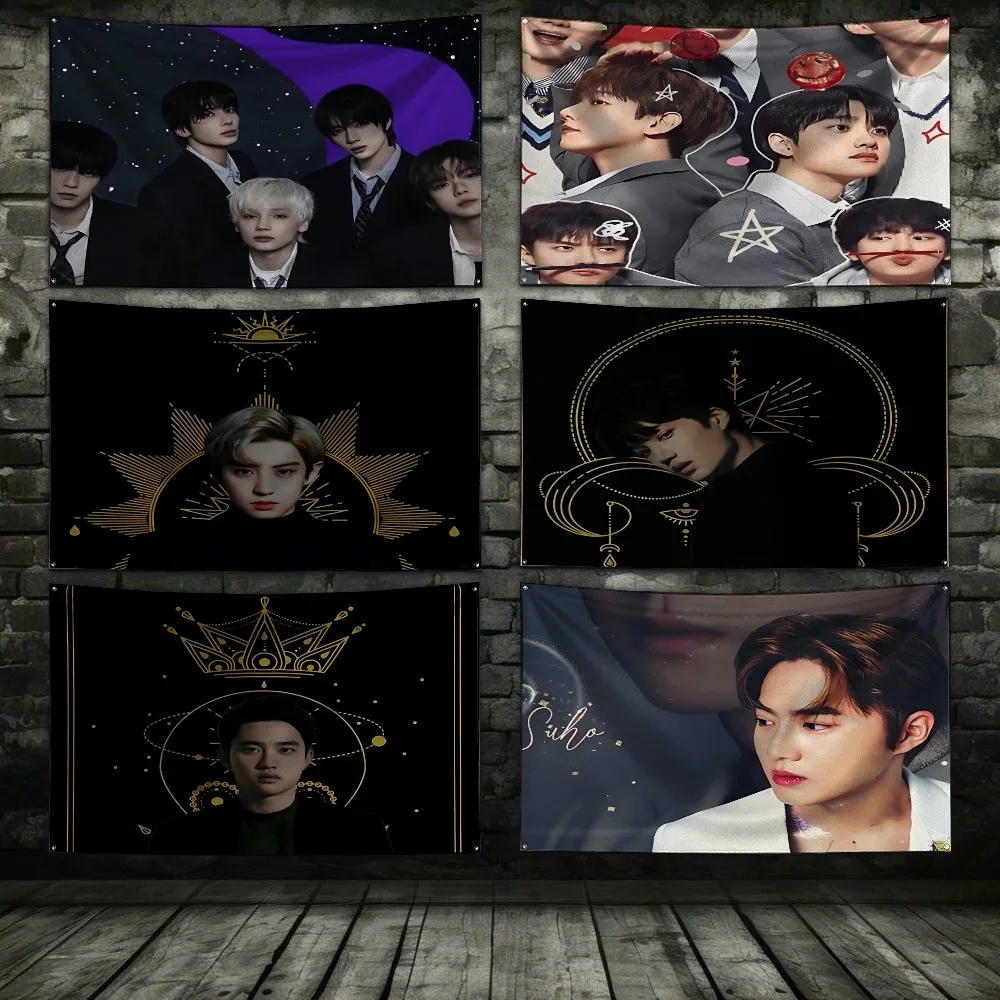 K-pop group E-EXO Flag 3X5 Ft Personalized Flags Design Your Image Funny Tapestry Poster Dorm Room, Living Room, Bedroom