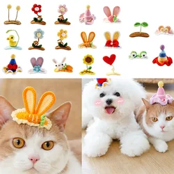 19 Style Cute Handmade Crochet Cat Dog Hairpin 3D Cartoon Sunflower Hat Bunny Ear Shape Hair Clips Puppy Kitten Hair Accessories