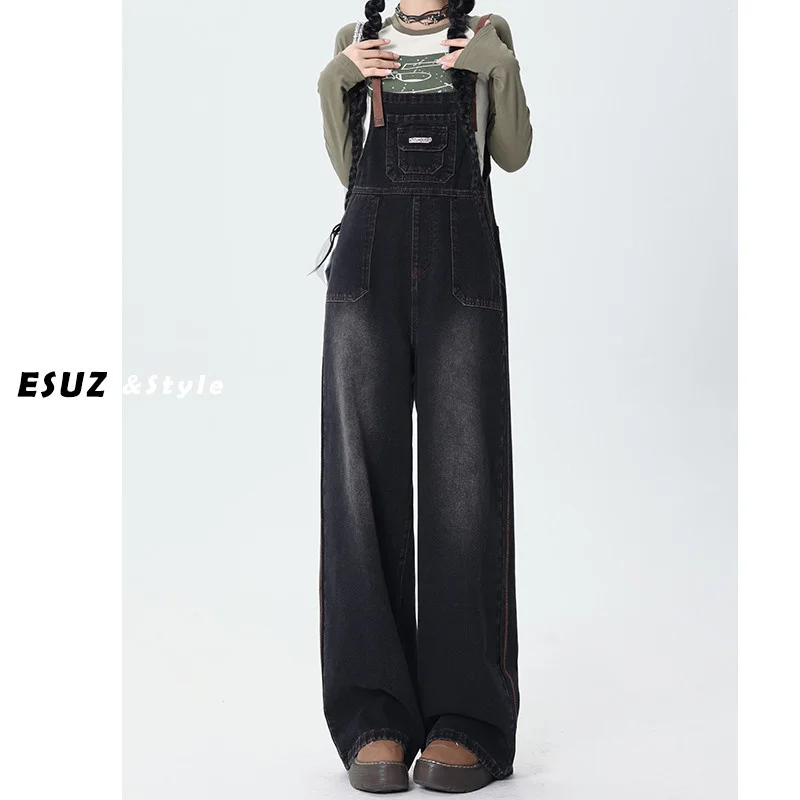 

Loose Suspender Jeans Women Sleeveless Jeans Jumpsuit New Summer Streetwear Denim Overalls Baggy Solid Wide Legs Denim Pants