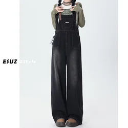 Loose Suspender Jeans Women Sleeveless Jeans Jumpsuit New Summer Streetwear Denim Overalls Baggy Solid Wide Legs Denim Pants