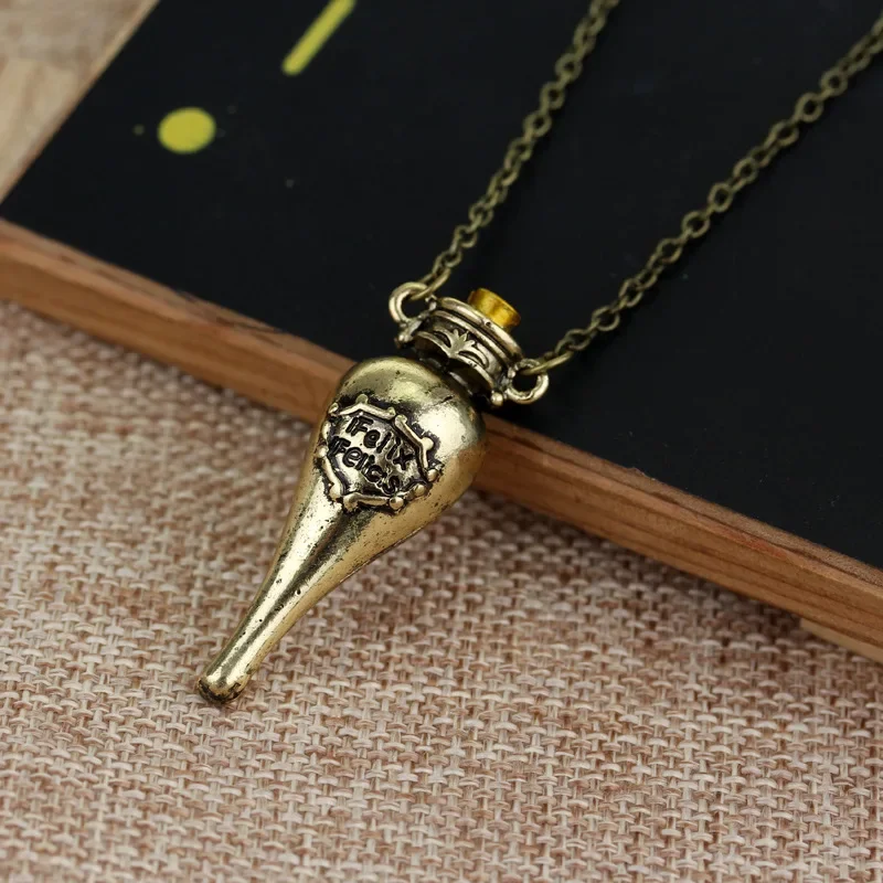 Harries Necklace Felix Felicis Pendant Magic Lucky Poison Bottle Alloy Jewelry Vintage Movie Book Witch Wizard Accessories Gifts