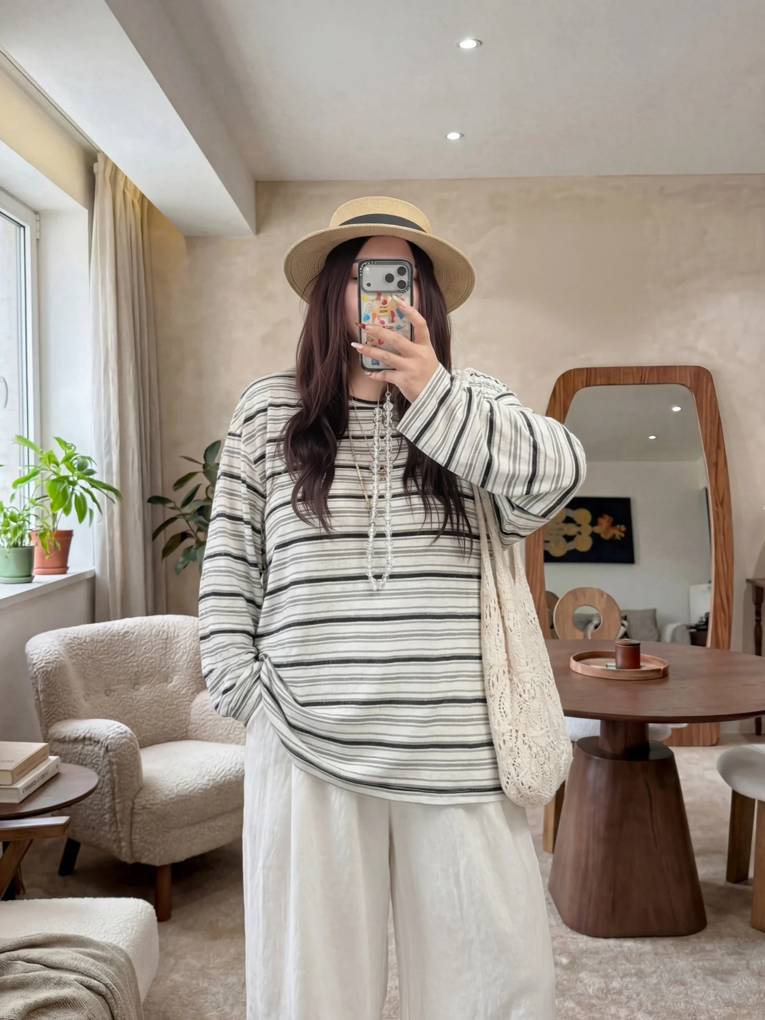 

Футболка в полоску больших размеров, свободного кроя, для повседневной носки, стройнящая, весенняя новинка, женская одежда, повседневный стиль