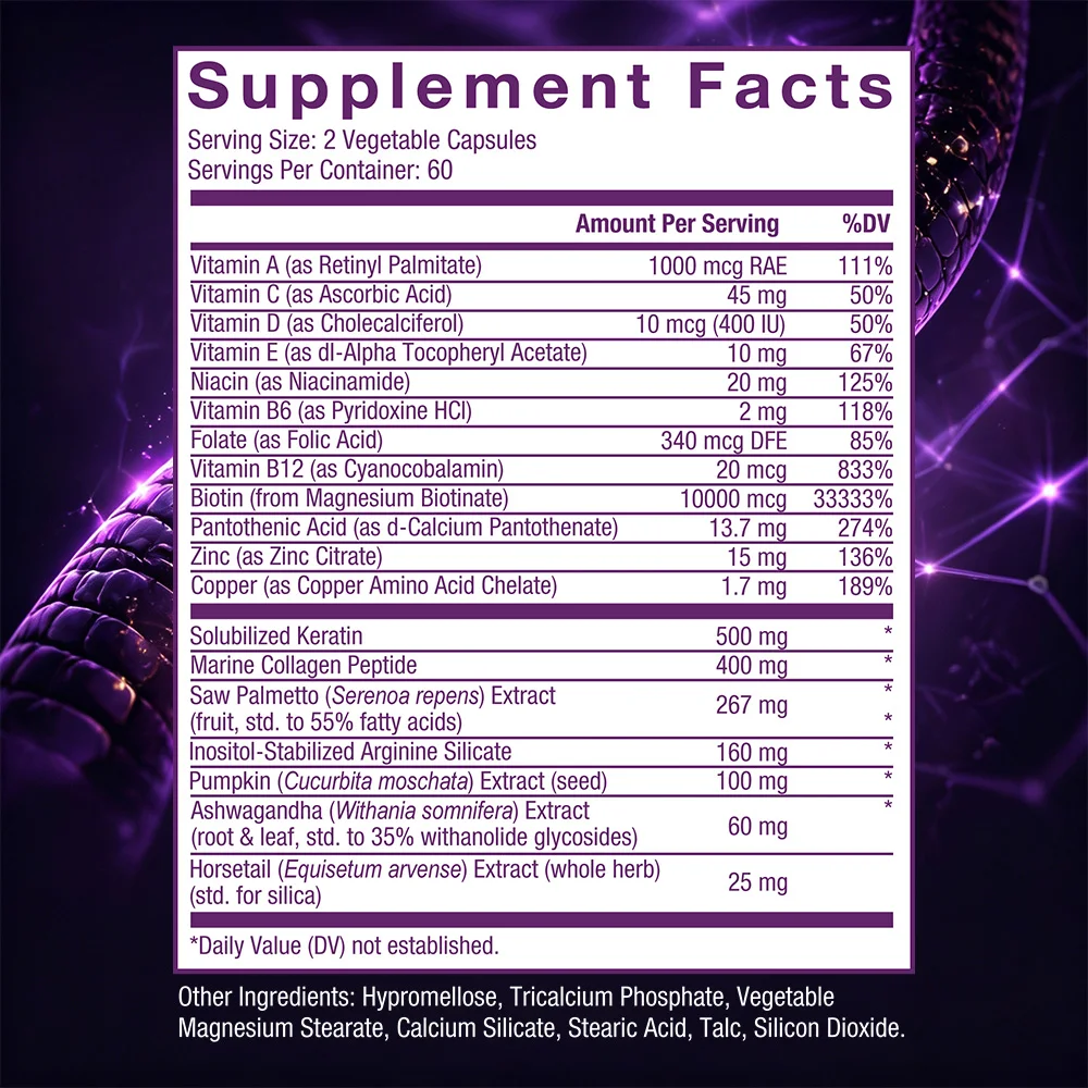 Hair Growth Pro Capsules - with Biotin, Keratin, Saw Palmetto & Vitamins, Hair Growth Supplement for Women