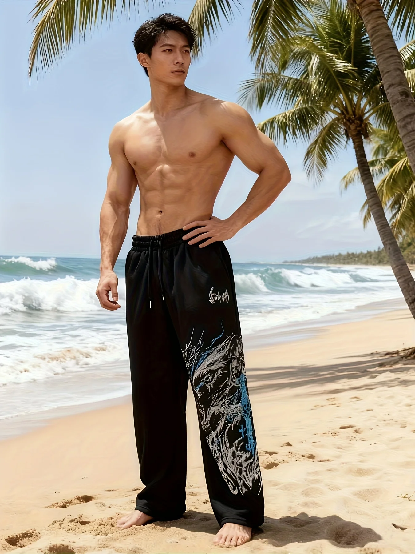 

Gothic Skull Print Loose Sportswear Pants - Street Style Drawstring Suitable for Running, Training Casual Wear Autumn and Winter