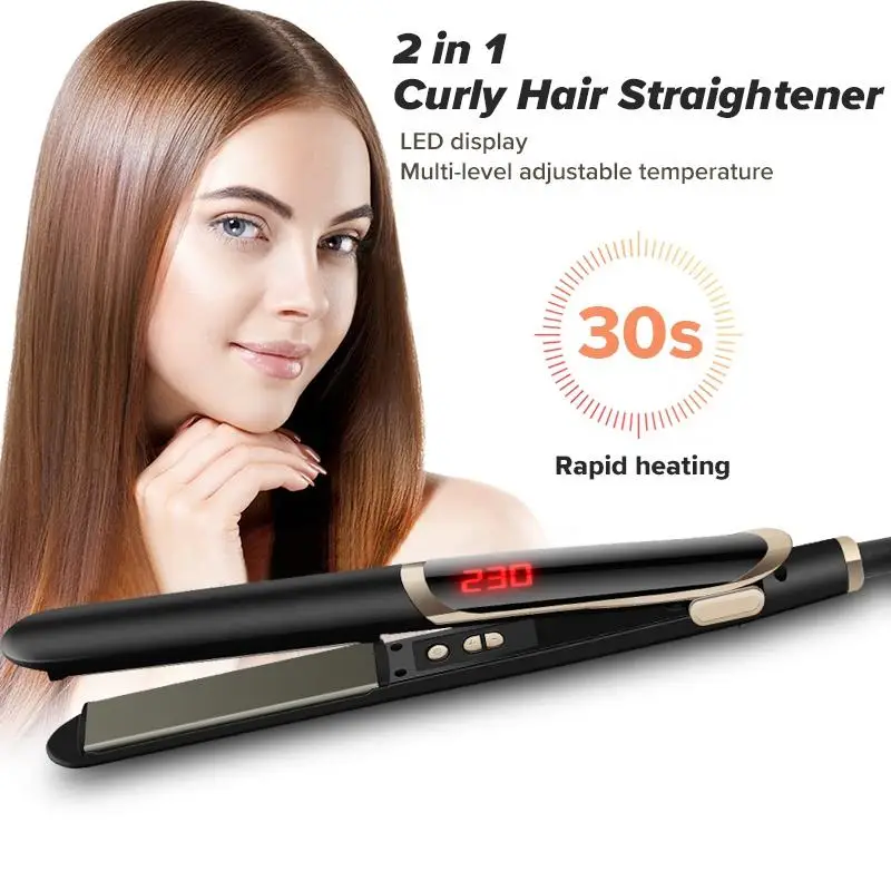

Portable household hair straightener for women, flat iron ceramic plate, smooth shape, curling comb, electric hair straightener