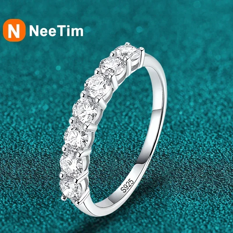 NeeTim Pełny pierścionek z moissanitem dla kobiet S925 Sterling Silver z białym pozłacanym diamentem Ślubne obrączki ślubne Pierścionki Fine Jewelry