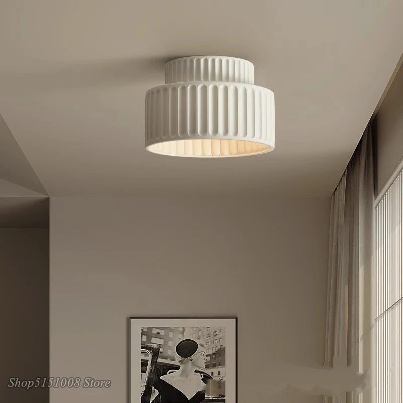 Nordic Cream LED Ceiling Light Resin Lamps Bedroom Hallway Living Room Study Restaurant Ceiling Lamp Home Indoor Decor Luminaire