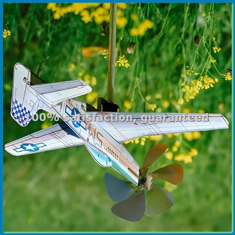 3D Plane Garden Weather Vane Pinwheel Anti- Metal Airplane Plug-in Windmill Wind Spinner Weatherproof Garden-A55K