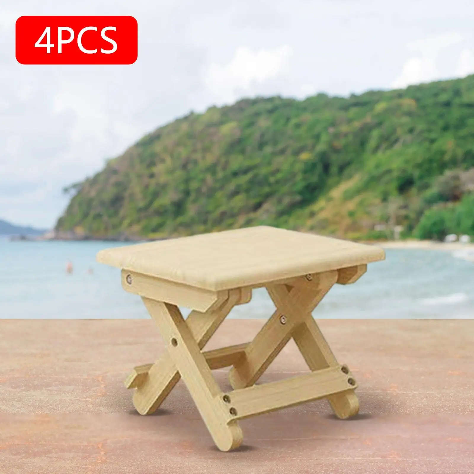

4Pcs Compact Folding Wood Stool Portable Chair for Bedroom Versatile Sturdy