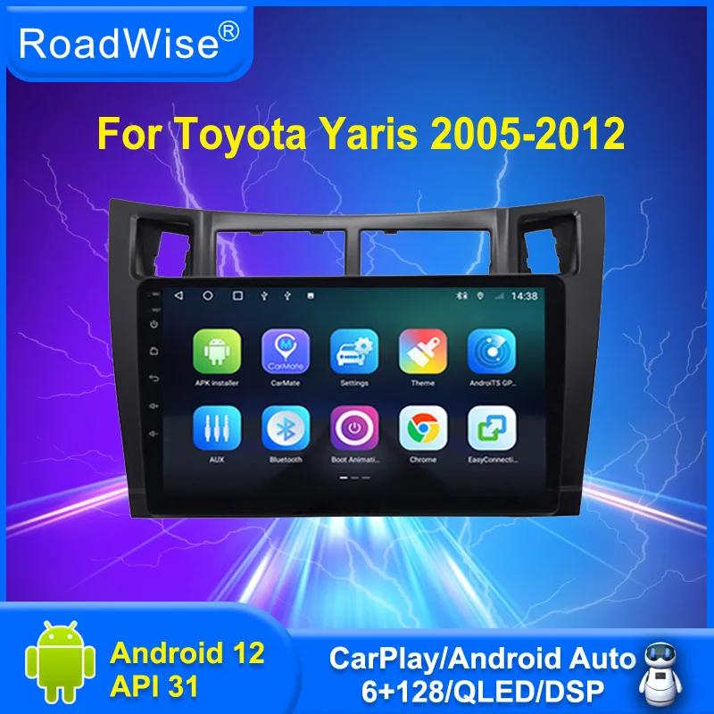 

Автомагнитола Roadwise 8 + 256, Android 12, мультимедийный проигрыватель для Toyota Yaris 2005-2012, 4G, Wi-Fi, GPS, DVD, 2 DIN, DSP, Carplay, Авторадио, стерео