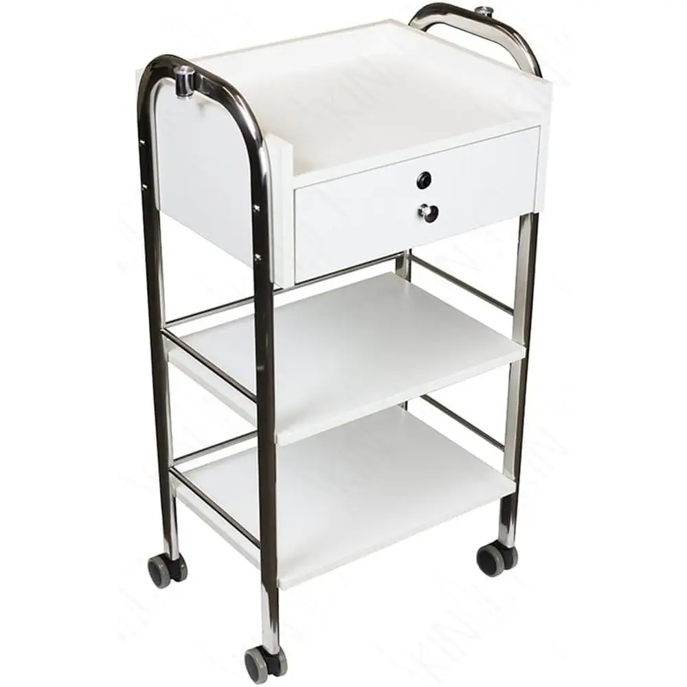 

Portable Medical Dental Utility Cabinet with Steel Frame and Lockable Drawer