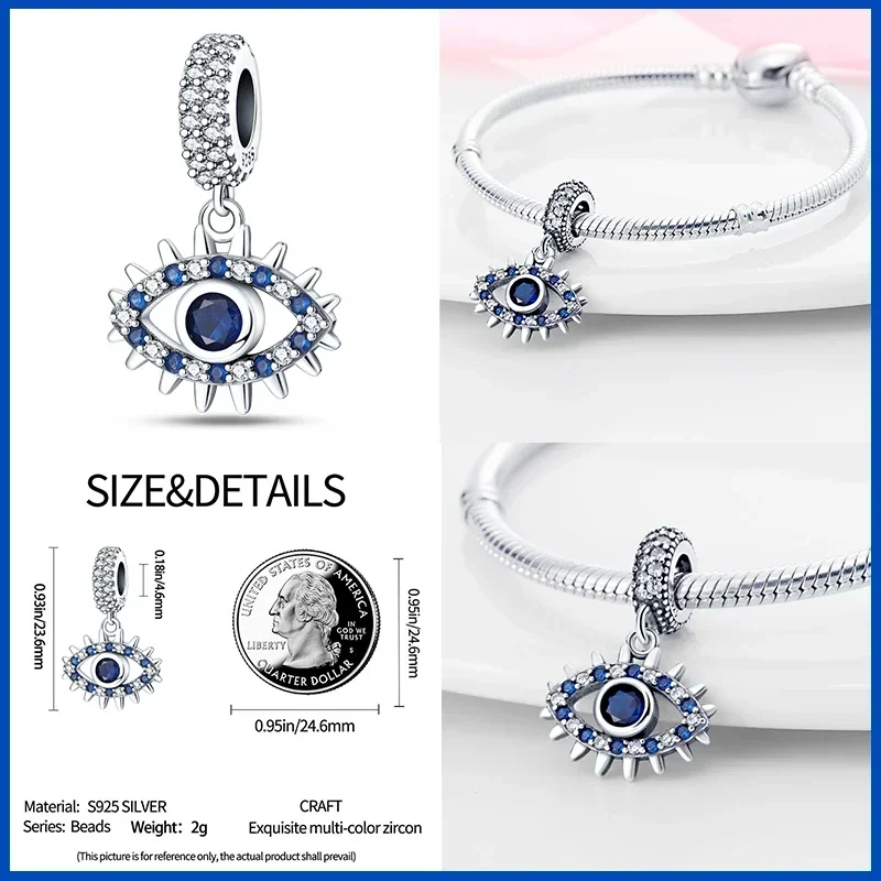 سحر الفضة الإسترلينية الحقيقية للنساء ، حبات عين الشيطان الكلاسيكية ، تناسب أساور الباندورا الأصلية ، صناعة المجوهرات الجميلة التي تصنعها بنفسك