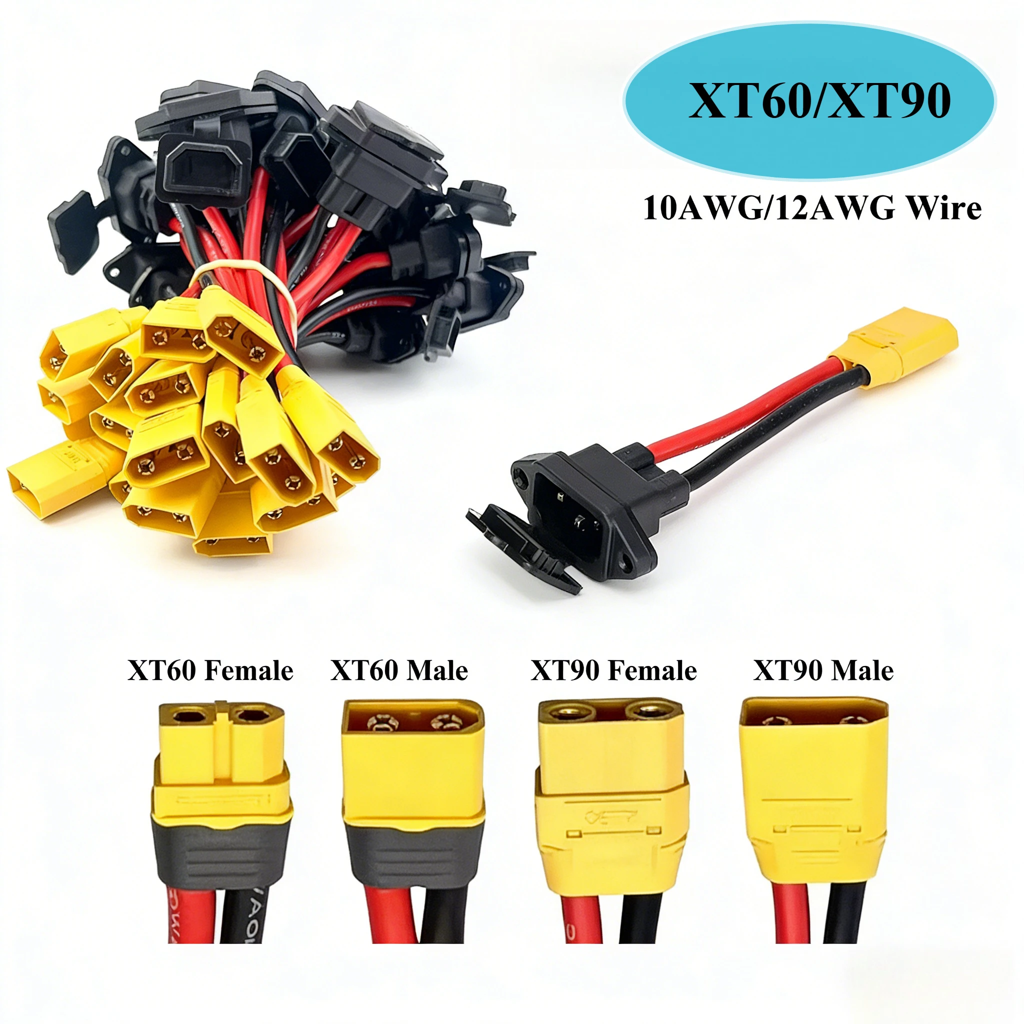 Socket 6 Square Millimeter XT60/XT90 Electric Vehicle Charging/discharging Port  AdapterPower Cord Plug Splitter Cable Thickened