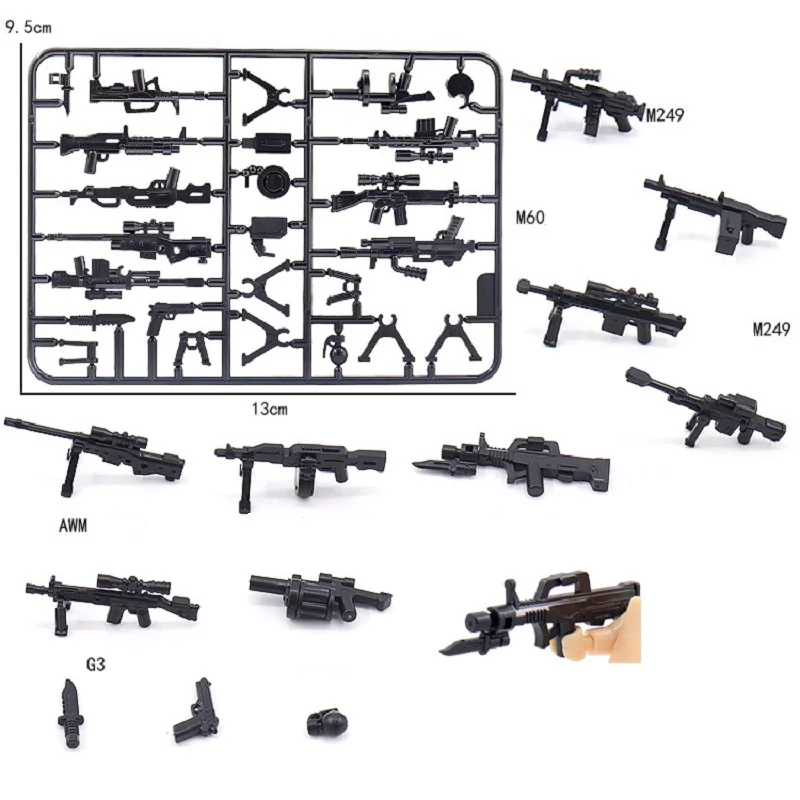 Armas militares modernas para crianças, figuras peças, armas, bloco Moc, swat, acessórios policiais, Kits de construção compatíveis, brinquedos educativos