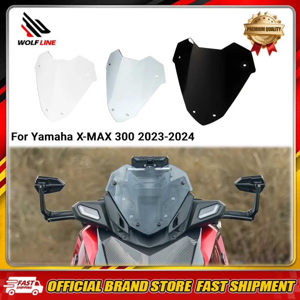 WOLFLINE Windscreen Windshield for Yamaha X-MAX 2023-2024 Wind Shield Screen for Weekend Mountain Riding & Intercity Travel