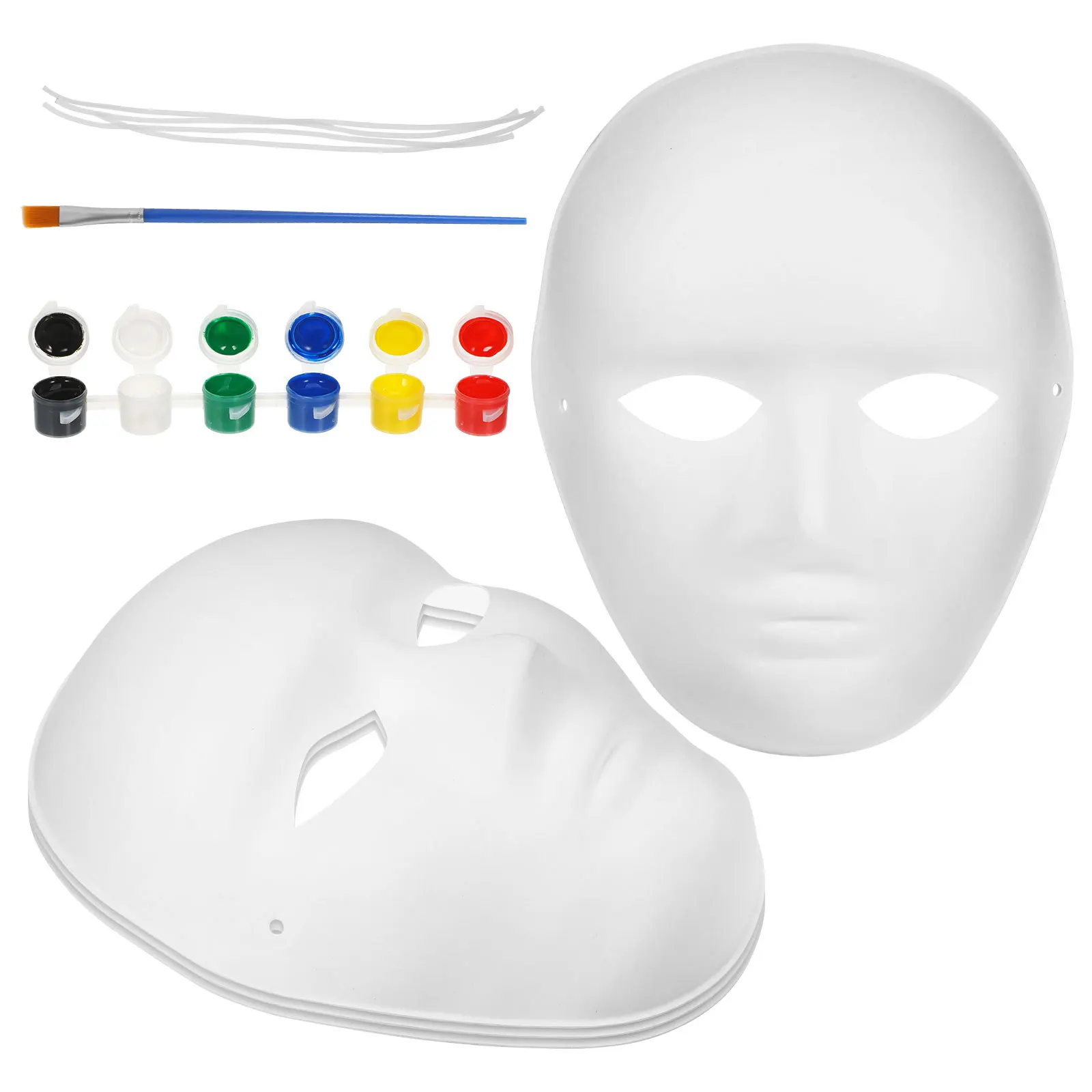 

1Set Paper Pulp Mask Full Face Blank White DIY Craft Decoration Halloween Party Masquerade Art Project Paper Masks for Crafts