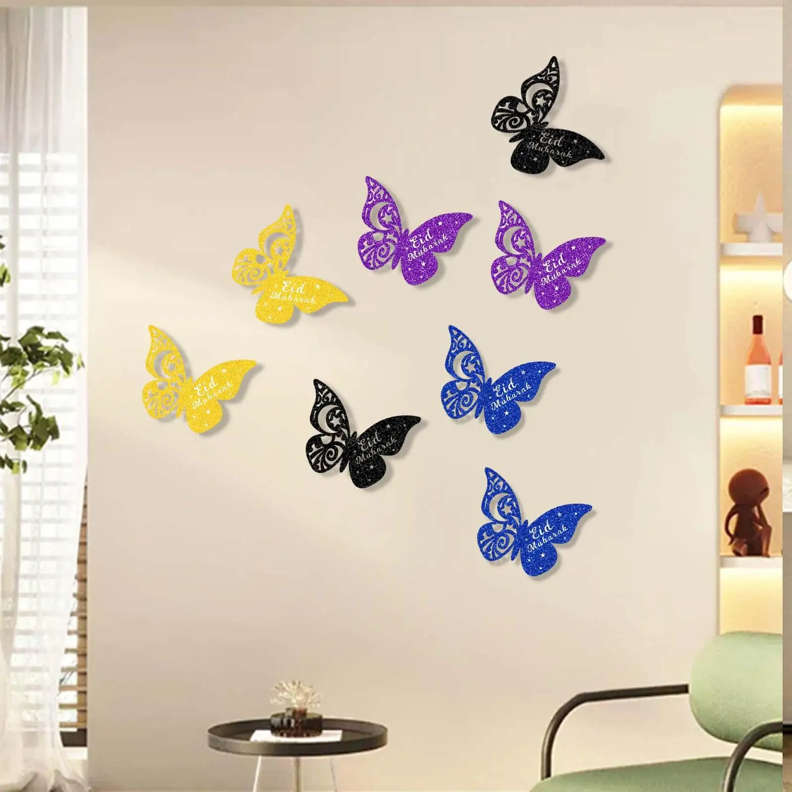 Butterfly Wall Decals 3D Hollow Mural Stickers for Bedroom Living Room DIY Home Decor Crafts