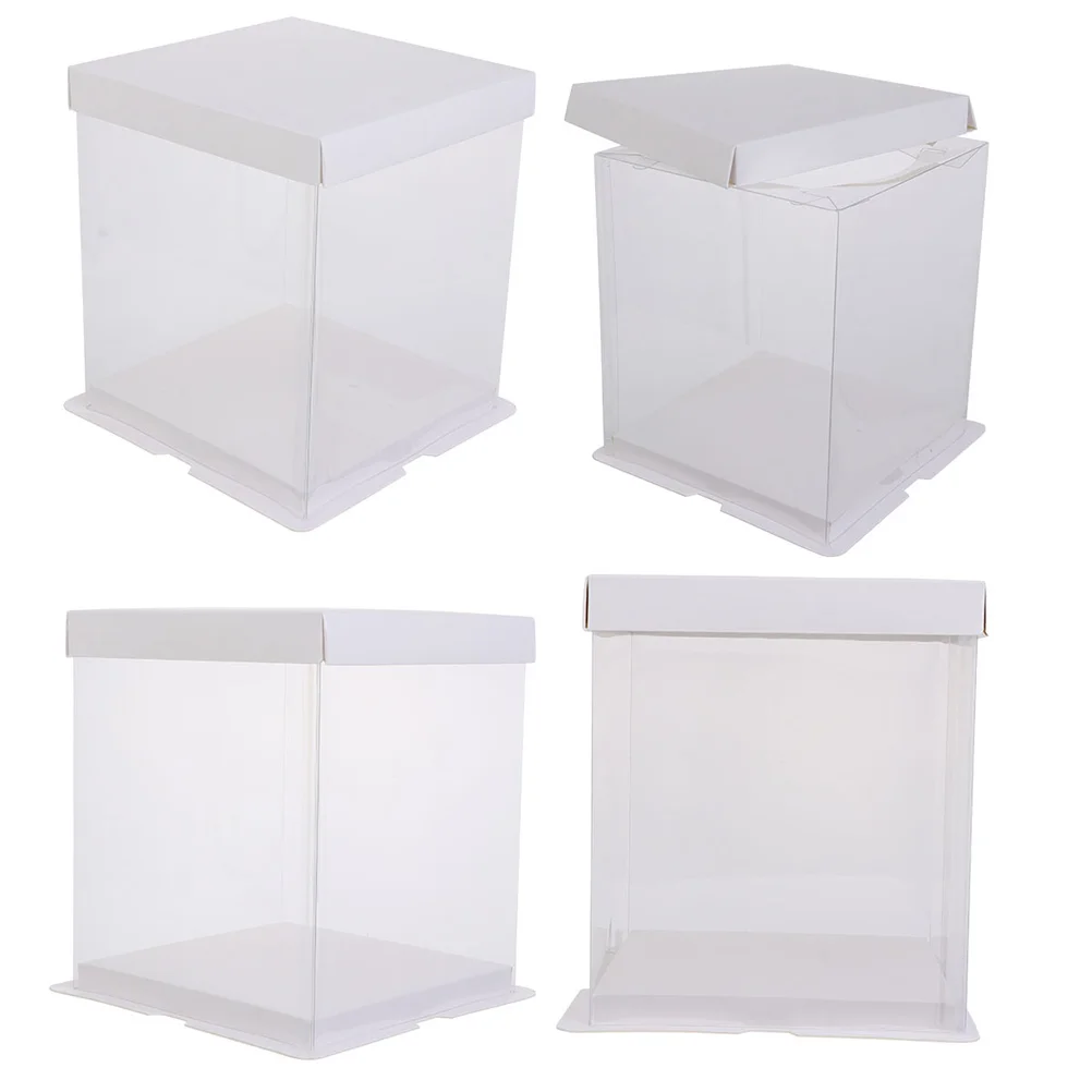 4 Pcs Wedding Favour Boxes Packing Clear Holder Paper Containers Food Grade White Card