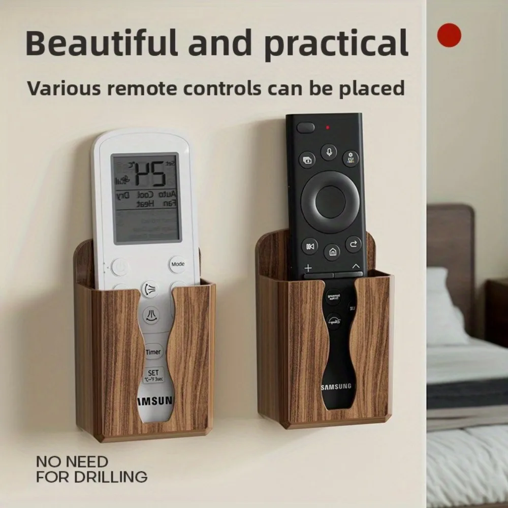 Adhesive Desktop Storage Organizer Rack, Wall‑Mount Box for Universal Remote Controller and Mobile Phone Charger