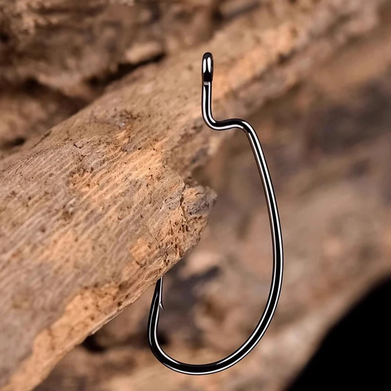 10Pcs Multiple Specifications Luya Crank Hook Wide Belly Bend Handle Black Nickel Red Nickel Crank Hook Fishing Gear